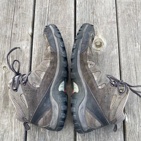 SALOMON Contagrip Women's 7.5 Hiking Shoes boots high tops Tan Gray Mesh Suede - Picture 2 of 8